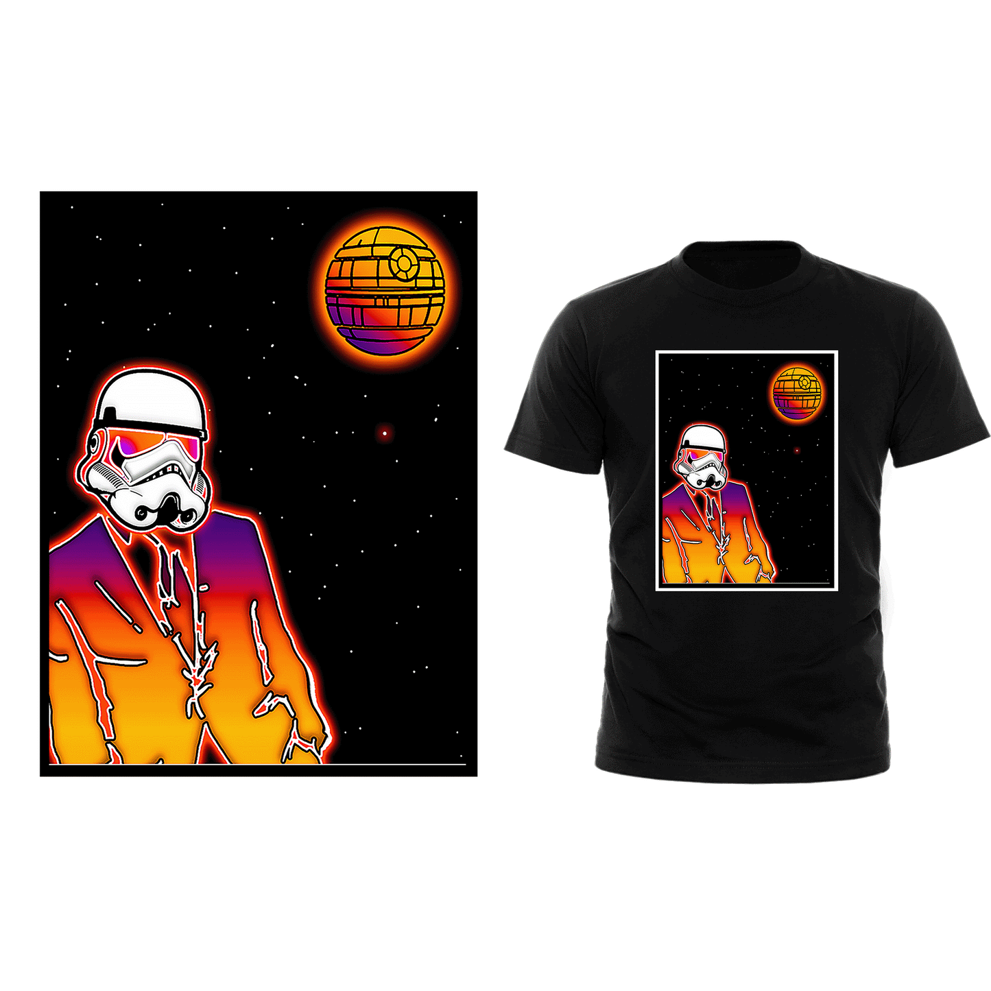 Stormtrooper Sunset Blast – Tee + Art Sticker Bundle