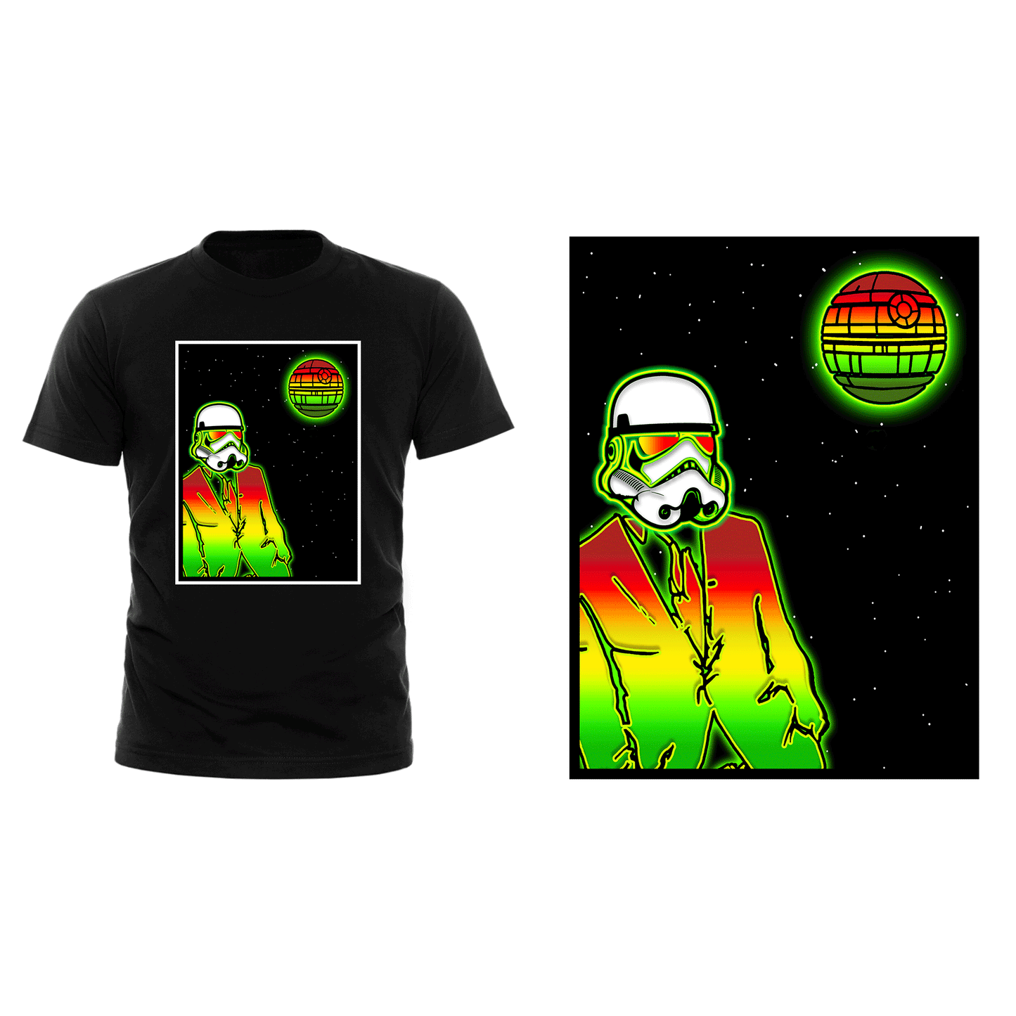 Stormtrooper Neon Heat - Tee + Art Sticker Bundle